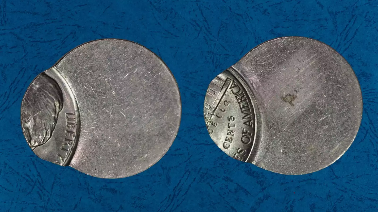 1946 Jefferson nickel off-center strike error showing design significantly misaligned with blank crescent of planchet exposed